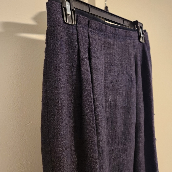 Tory Burch Navy Tweed Pencil Skirt Size 4 | Cotton Ramie Midi Knee Length Small - Picture 8 of 10